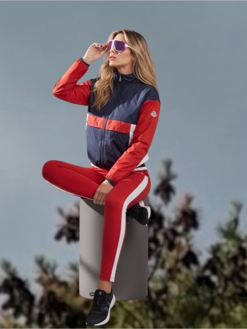 Perfect Moment Colorblock Ski Jacket - Red, Navy & White XS With Leggings S Set
